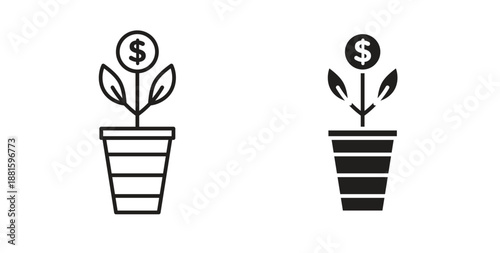 Investment tree icons. Outline icons vector collection. flat illustrations