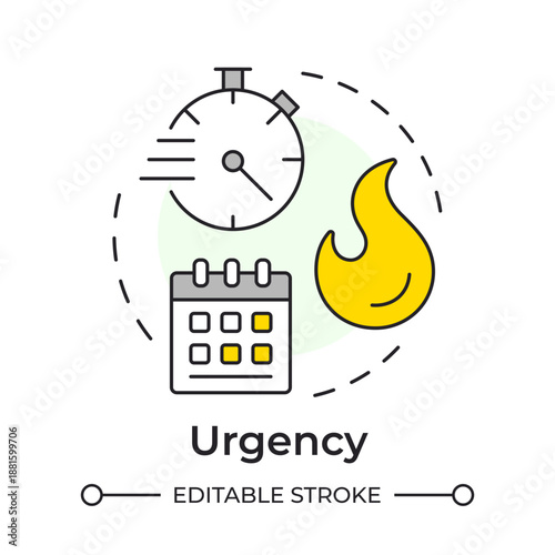 Urgency multi color concept icon. Time management, schedule calendar. Task control, workload organization. Round shape line illustration. Abstract idea. Graphic design. Easy to use in booklet