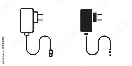 Mobile charger icons. Outline icons vector collection. flat illustrations
