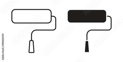 Paint roller icons. Outline icons vector collection. flat illustrations