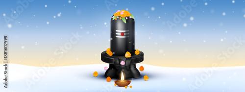 Happy maha Shivratri, a Hindu festival celebrated of lord shiva night. Maha shivratri indian religious festival banner.