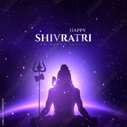 Happy maha Shivratri, a Hindu festival celebrated of lord shiva night. Maha shivratri indian religious festival banner.
