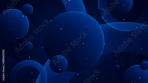 Abstract cosmic spheres floating in dark futuristic space scene bg