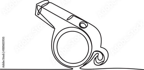 Continuous one line drawing of sport whistle.one line vector illustration with out background