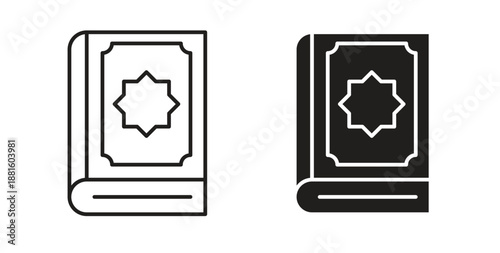 Quran book icons. Outline icons vector collection. flat illustrations