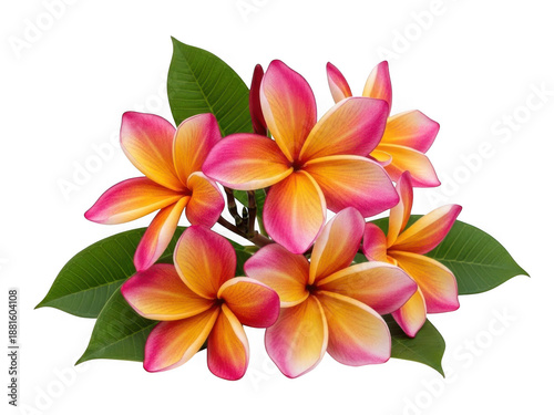 Vibrant plumeria flowers isolated on transparent background