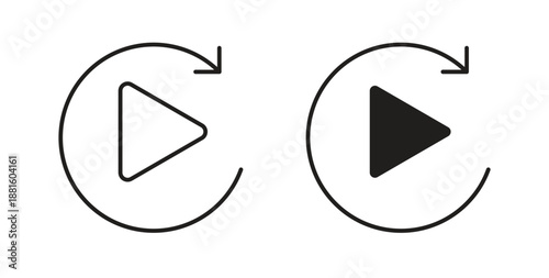 Replay icons. Outline icons vector collection. flat illustrations