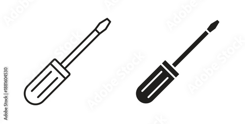 Screwdriver icons. Outline icons vector collection. flat illustrations
