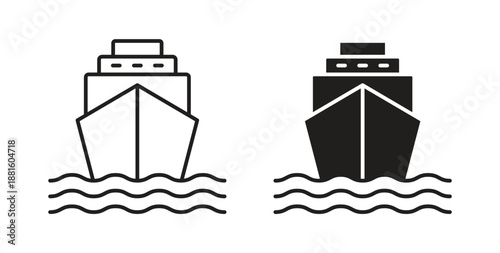 Ship icons. Outline icons vector collection. flat illustrations