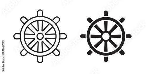 Ship wheel icons. Outline icons vector collection. flat illustrations
