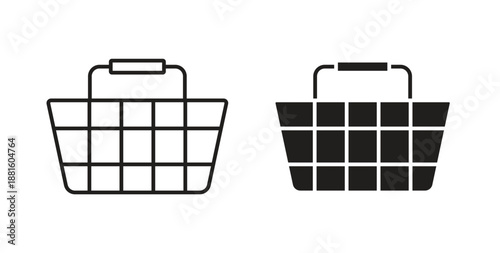Shopping basket icons. Outline icons vector collection. flat illustrations