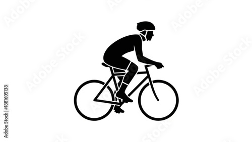 A black silhouette of a cyclist riding a bicycle