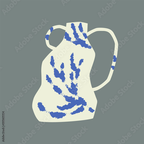 Ceramic vase design. Rough handmade pottery, organic uneven form. Handcrafted...