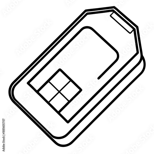 SIM card slot line art vector