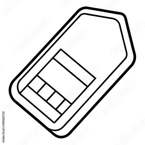 SIM card slot line art vector