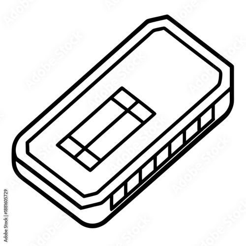 SIM card slot line art vector