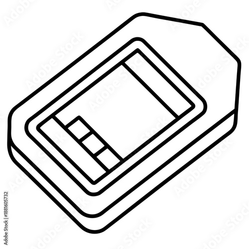 SIM card slot line art vector