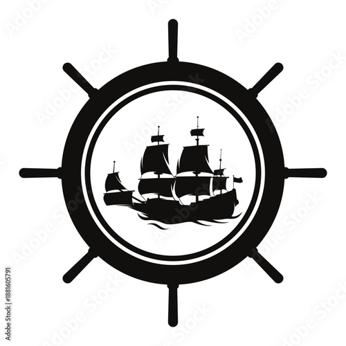 ship steering wheel vector illustration