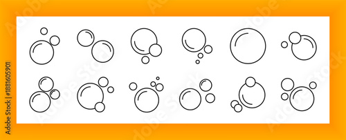 Soap bubble set icon. Abstract, round, air, cleaning, light, floating, foam, bath, water, decorative, disinfecting, bubbly, splash, fresh