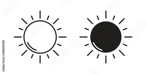 Sun icons. Outline icons vector collection. flat illustrations