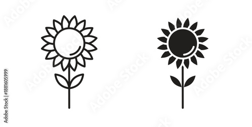 Sunflower icons. Outline icons vector collection. flat illustrations