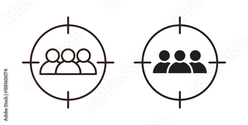 Target audience icons. Outline icons vector collection. flat illustrations