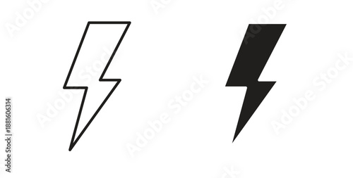 Thunder bolt icons. Outline icons vector collection. flat illustrations