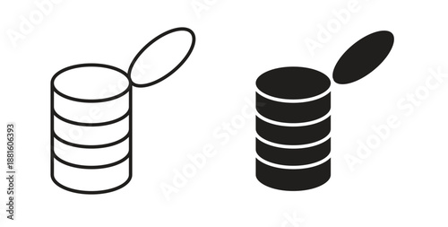 Tin can icons. Outline icons vector collection. flat illustrations