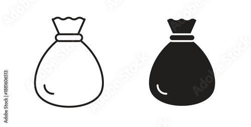 Trash bag icons. Outline icons vector collection. flat illustrations