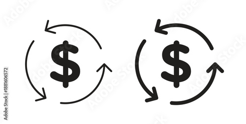 Turnover icons. Outline icons vector collection. flat illustrations