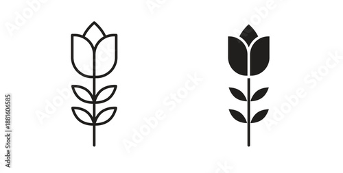 Tulip icons. Outline icons vector collection. flat illustrations