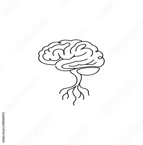 The Brain Tree: A creative illustration merging the human brain and the form of a tree, symbolizing the growth of knowledge and the connection to nature