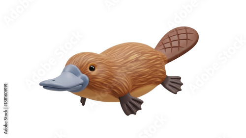 A cartoon platypus illustration showcasing its distinctive bill and webbed feet in a clear, isolated background