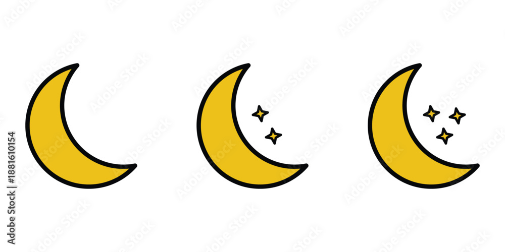 Obraz premium Three crescent moons with stars