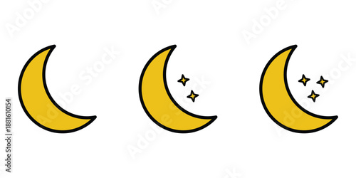Three crescent moons with stars