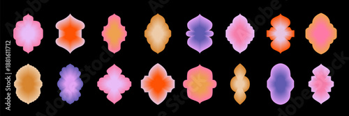 Islamic shape set with Beautiful gradient effect. Arabic arch collection