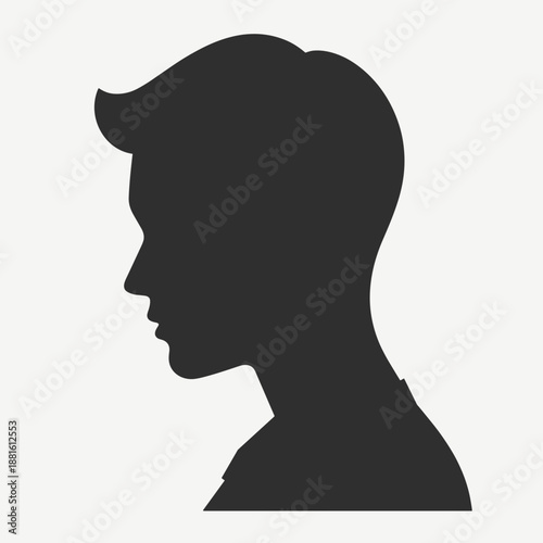 Silhouette of a young man in profile view, concept of personal identity, social media presence, or modern lifestyle. Useful for articles on youth culture and self-expression.