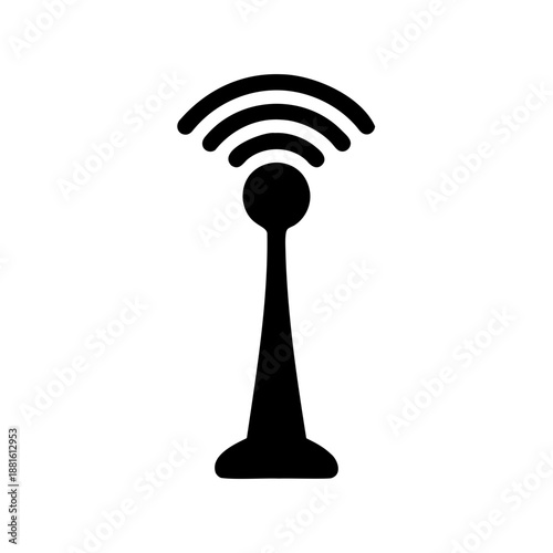 Wireless signal tower icon indicating strong network connectivity with radio waves Vector, illustration