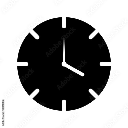 Minimalist black and white clock icon representing time, schedule, and deadline concepts Vector, illustration