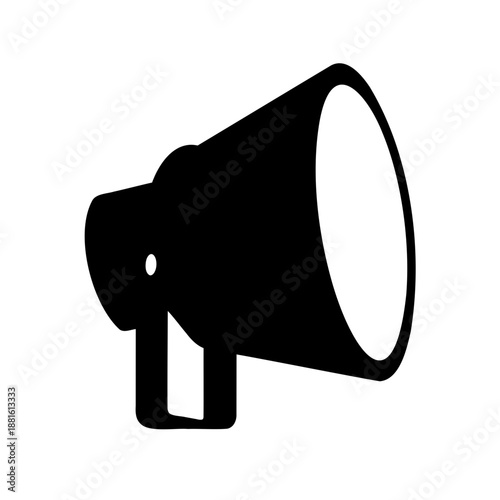 Black megaphone icon symbolizing announcement and loud communication Vector, illustration