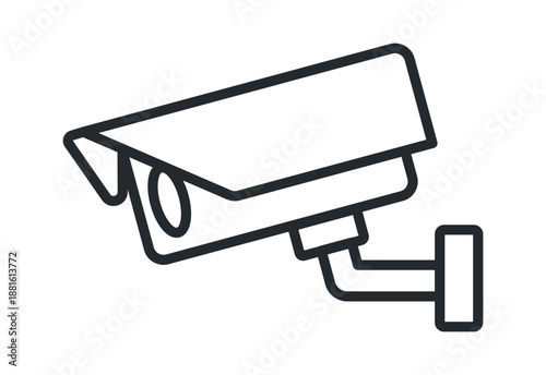 A modern security camera icon, symbolizing surveillance and safety in a minimalist design.