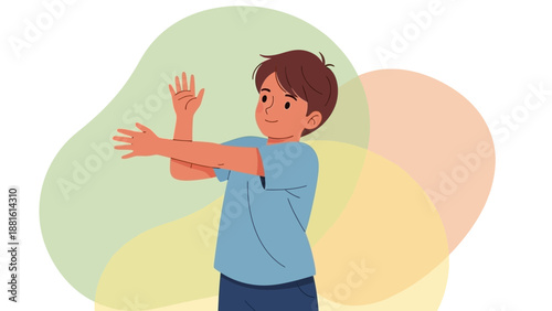 Boy Stretching His Arms Out Wide.