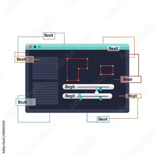 User Interface Design Mockup with Shapes and Sliders