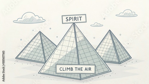Ascending Glass Pyramids Symbolizing Spirit and Ambition