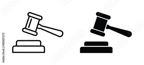 Gavel set icons. Judge gavels collection flat icon. Auction hammer icon. Gavel icon in different style. Court tribunal symbol - stock vector. gavel icon illustration for law and justice symbol eps 10