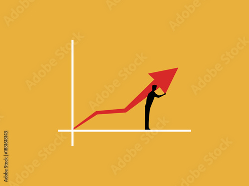 Business people show an upward trend in performance graphs, success, and achievements