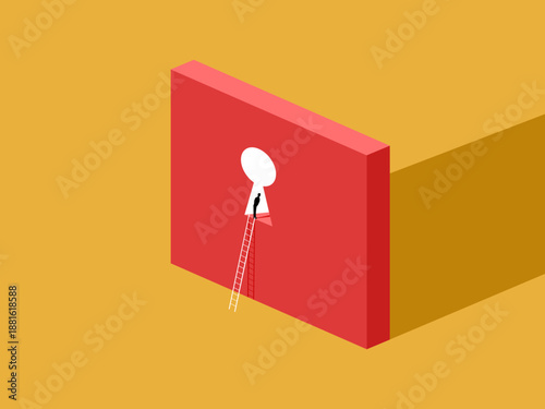 prove , businessman successfully climbed the ladder to the keyhole