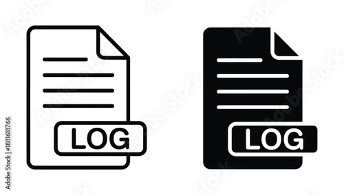 log file icon vector style flat trendy collection. log file icon black and white vector sign. Log file icon. Outline file extension. icons file format symbols. Vector illustration. 