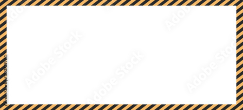 Yellow and black caution tape square frame, warning sign border template with striped for with 4x6 aspect ratio vector illustration.