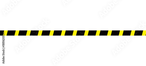 Warning tape with yellow and black diagonal stripes. Warn stop seamless line. Vector illustration on white background. Safety stripe warning caution hazard danger road vector sign symbol. EPS file 99.